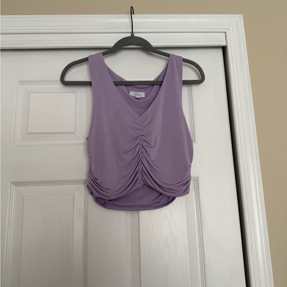Elegant Purple Sleeveless Ruched Tank Top